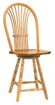 Amish Franklin Windsor Sheaf Swivel Bar Stool with 9 centered spindles armless