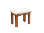 Amish Lynchburg Upholstered Mission Vanity Stool Large shown in Quarter Sawn White Oak with Michaels Cherry Finish and Upholstery.