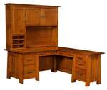 Amish Meridian Mission L-Shaped Desk with Optional Hutch Top