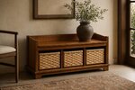Amish Handcrafted Ingalls Farmhouse Storage Bench with Baskets