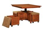 Amish Durant Five Piece Square Table Bench Set