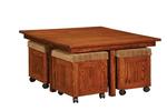 Square Lift-Top Coffee Table Set with Storage and Ottomans