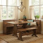 Amish Pettot Hardwood Corner Nook Dining Set with Storage