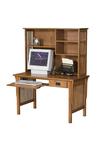 Mission Computer Desk with Open Bookcase Hutch Top