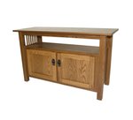 Paradise Mission Style Oak Wood 50 Inch TV Stand in Seely Finish with Two Door Storage