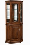 Amish Delmar Solid Wood Corner Curio Cabinet shown in Brown Maple with Acres Stain