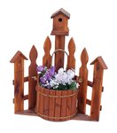 Amish Decorative Large Corner Picket Fence Planter with Wren House