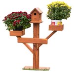 Amish Made Cedar Wood Bluebird Birdhouse with Large Planter Stand
