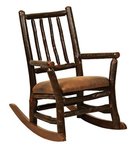 Amish Rustic Hickory Log Appalachian Childs Rocking Chair with Upholstered Seat shown with Asbury Brown Stain