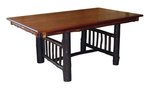 Amish Handcrafted Rustic Hickory Wood Slat Trestle Dining Table