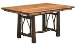 Amish Handcrafted Rustic Hickory Twig Trestle Dining Table