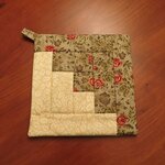 Amish Quilted Log Cabin Hot Pad Moss, Coral and Beige