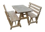 Amish Pine Wood Traditional Picnic Table with Two Backed Benches