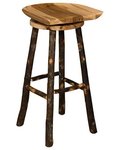 Amish Rustic Hickory Saddle Counter and Bar Stool