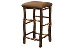 Rustic Hickory Wood Square Backless Upholstered Counter and Bar Stool