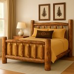 Amish Handcrafted Rustic Solid Wood Log Bed Frame