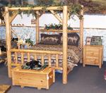 Rustic Pine Log Canopy Bed