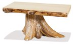 Rustic Style Coffee Table with Stump Base
