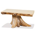 Rustic Style Coffee Table with Stump Base