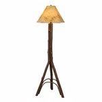 Amish Noble Rustic Hickory Twig Floor Lamp with Lambskin Shade