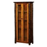 Rustic Hickory Log Style Curio Cabinet with Glass Doors