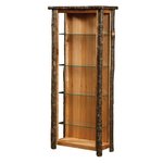 Amish Rustic Hickory Open Curio Display Cabinet