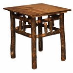 Amish Handcrafted Lumberback Rustic Hickory Twig 27 End Table shown in Hickory with Medium Walnut Finish