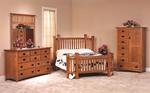 Mission Deluxe Oak Wood Three Piece Bedroom Furniture Set - Made in USA