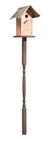 Wooden Stake Bird House with Tin Roof