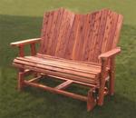 Amish built Outdoor 48 Inch Loveseat Glider shown in Aromatic Red Cedar Wood from DutchCrafters Amish Furniture