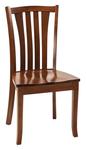 Amish Keeseville Dining Chair 4 thick back supports curved wooden seat armless