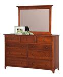 Amish Williston Solid Wood 62" Dresser with Optional Mirror