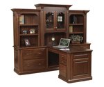 Amish Hawthorne Peninsula Desk with Credenza and Optional Hutch