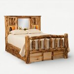Amish Rustic Log Bookcase Bed with Optional Underbed Storage Drawers