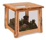 Amish Rustic Log Wood Display End Table Case