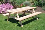 Cedar Wood Table with Attached Benches