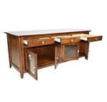 Springfield Cherry Wood TV Stand with 4 Glass Doors and 3 drawers in Michaels Cherry Finish