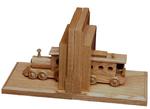 Oak Wood Bookends with Wooden Train