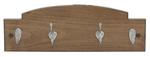 Hardwood Coat Rack Key Holder with Two Hooks and Two Key Hooks