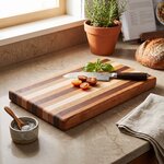 Amish Handcrafted Multi-Wood 17 x 8 Butcher Block Cutting Board