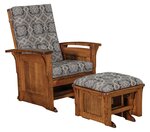 Amish Made Winthrop Mission Panel Glider Chair with Bow Arm