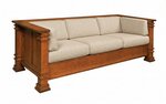 Amish Crafts Mission Sofa with Solid Wood Wrap Around Arms in Birch Fabric