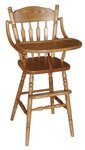 Amish Kid's Post Plain Wooden High Chair