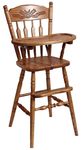 Amish Oak Wood Post High Chair with Slide Tray - Choose Back Design shown in Oak with Medium Walnut Stain