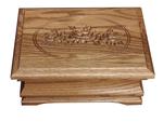 Amish Hardwood Jewelry Box with Carved Rose Lid