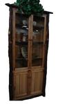 Rustic Hickory Corner Hutch with Glass Doors
