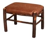 Rustic Hickory Log Fireside Upholstered Footstool