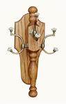 Oak Wood Turned Wall Tree with Three Hooks