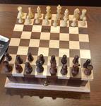 Solid Wood Chess Set and Checker Set with Storage Drawer