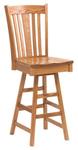 Amish Warrensburg Swivel Bar Stool Armless Light Stain Wood Seat 5 Back Supports